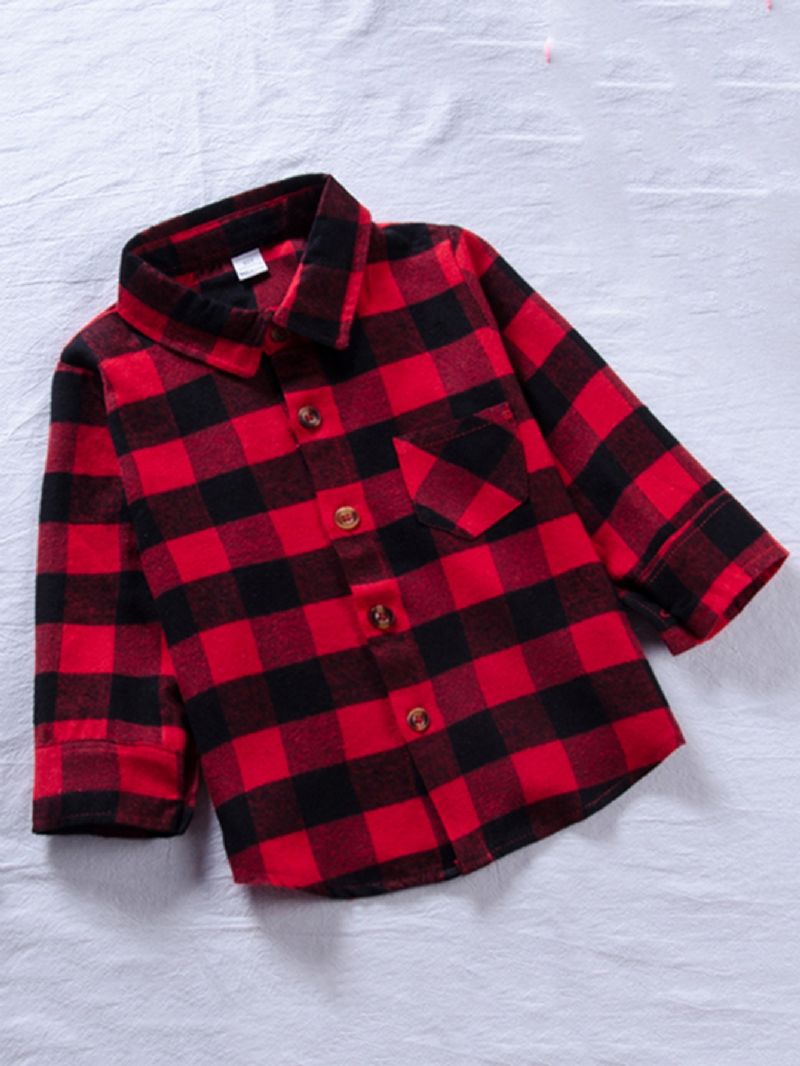 Baby Småbørn Piger Drenge Plaid Flannel Langærmede Skjorter Børnetøj