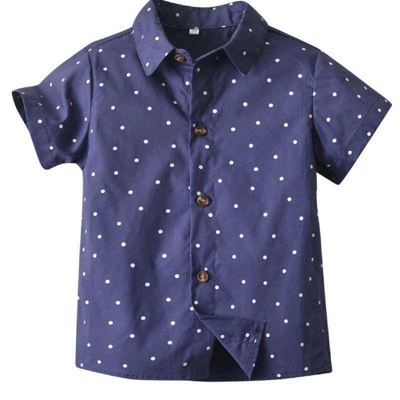 Drenge Afslappet Ensfarvet Polka Dot Print Mønster Gentleman Style Skjorte