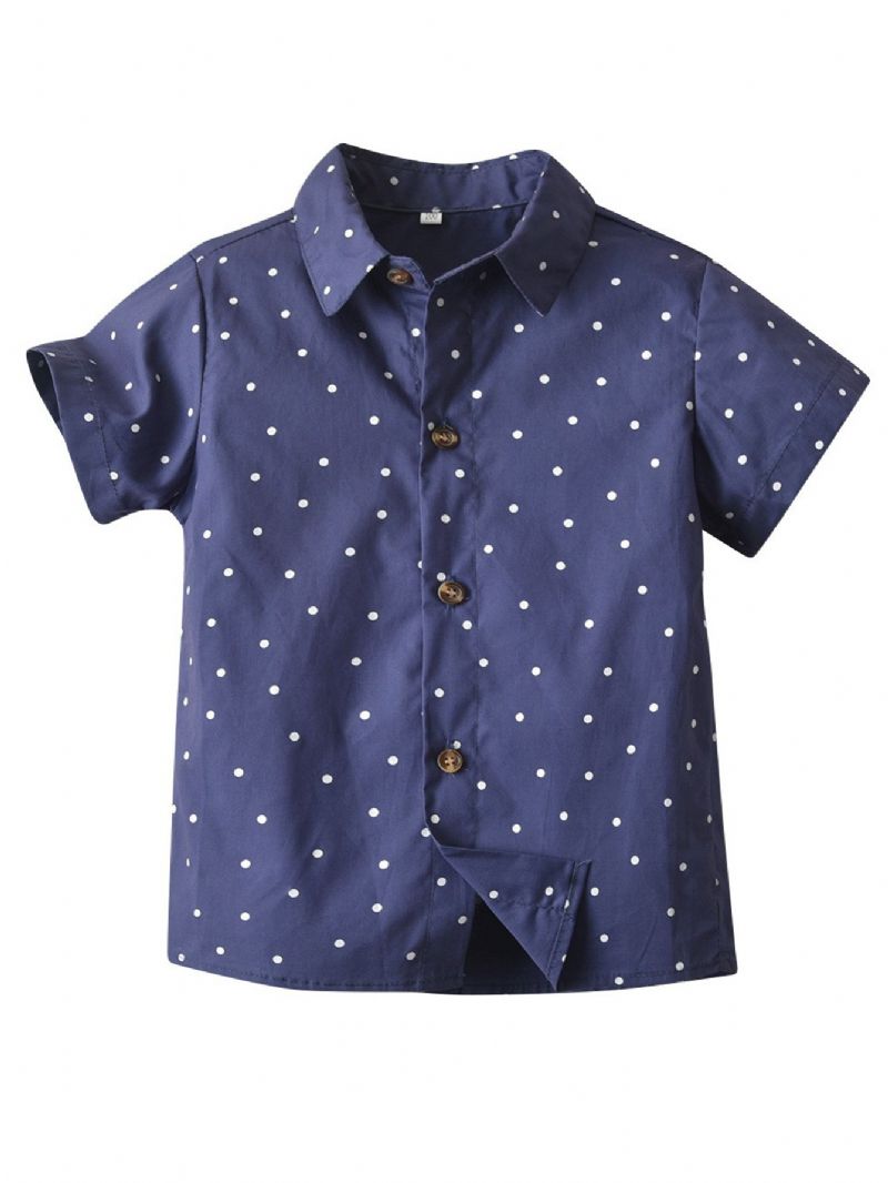 Drenge Afslappet Ensfarvet Polka Dot Print Mønster Gentleman Style Skjorte