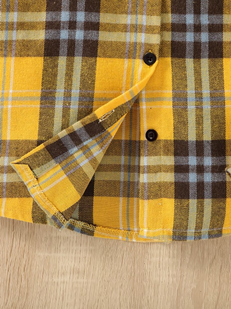 Drenge Flanell Plaid Patchwork Hætteskjorte Børnetøj