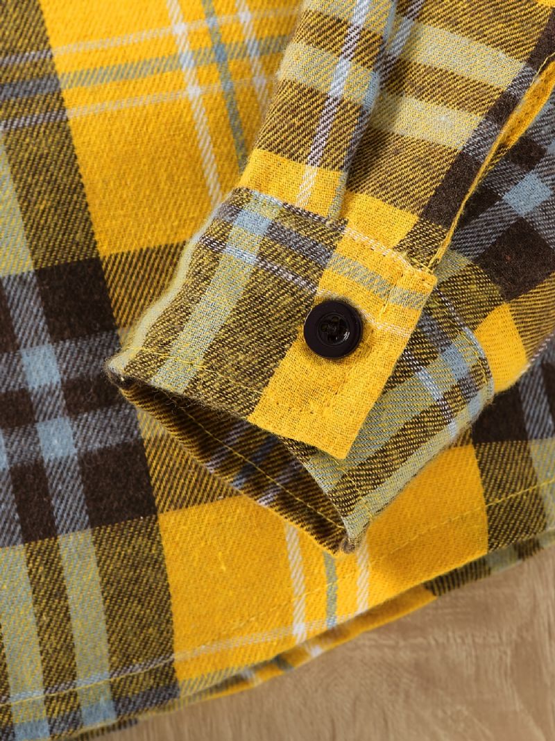 Drenge Flanell Plaid Patchwork Hætteskjorte Børnetøj