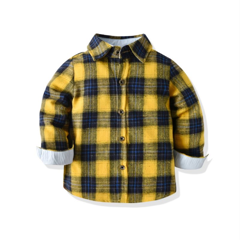 Drengeskjorter Casual Colorblock Plaidskjorter