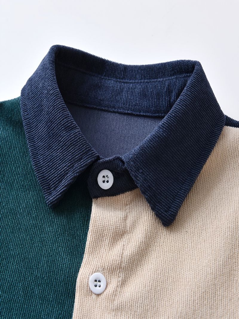 Toddler Børn Drenge Colorblock Button-up Skjorte Til Vinter Baby Tøj