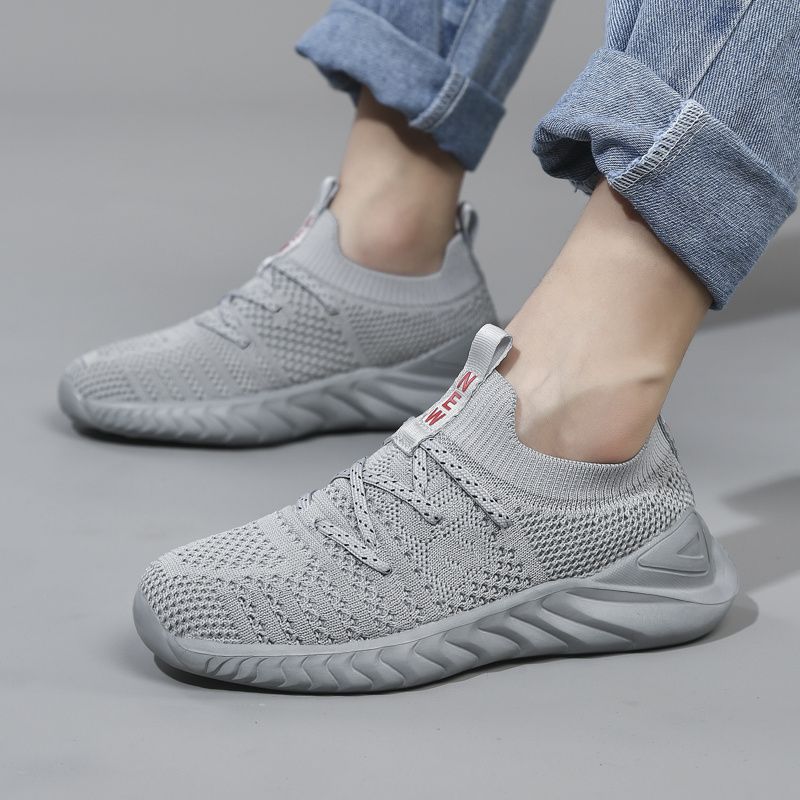 Piger Casual Vævede Strikkede Sneakers Lav Top Åndbare Skridsikre Løbesko Med Platform Til Udendørs