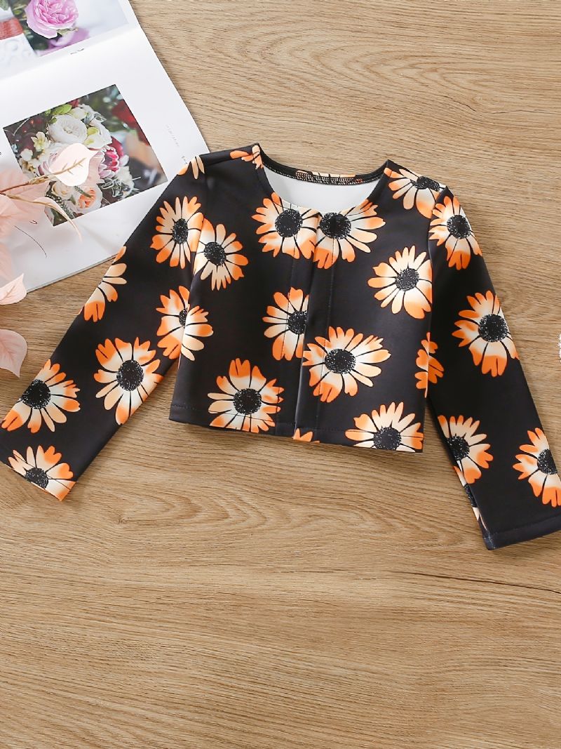 Baby Piger Jakke Blomster Print Langærmet Cardigan Børnetøj