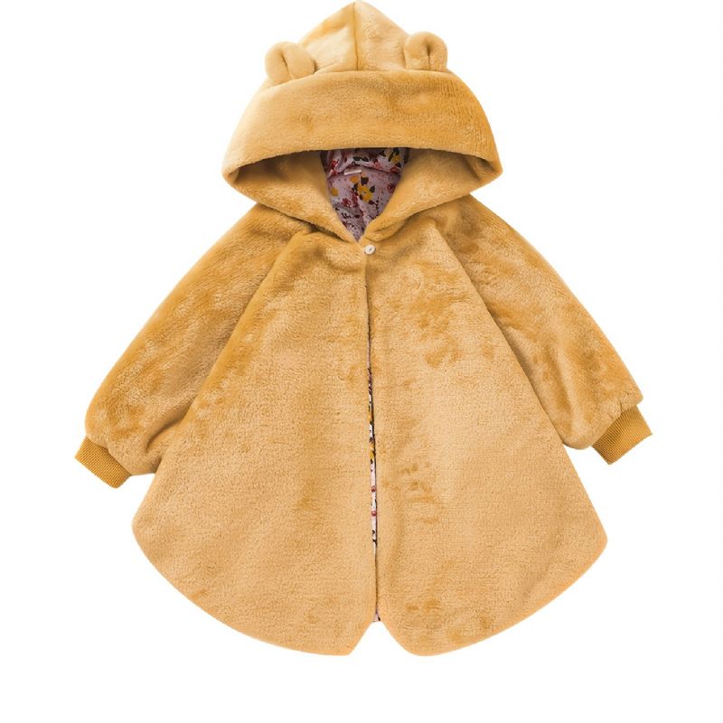 Baby Piger Khaki Fleece Termisk Langærmet Hættejakke