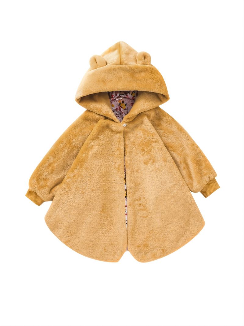 Baby Piger Khaki Fleece Termisk Langærmet Hættejakke