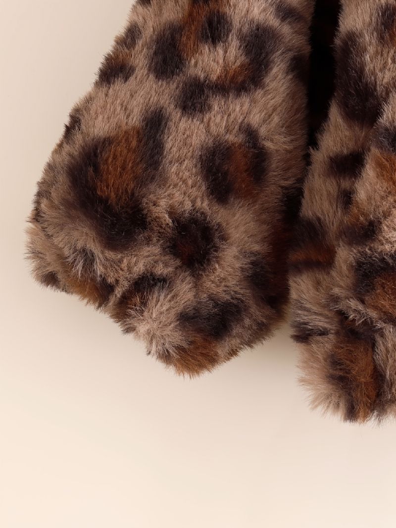 Babypiger Leopardprint Fleecejakke Til Vinter Babytøj