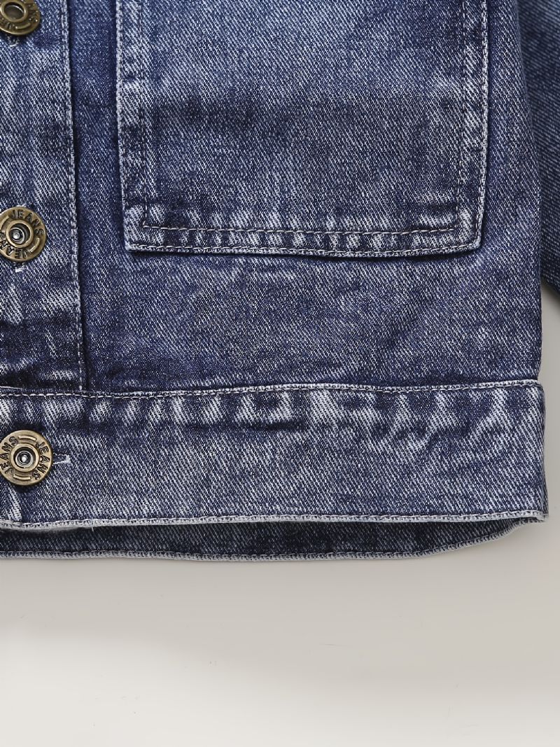 Børn Casual Button Denimjakke Drenge Piger