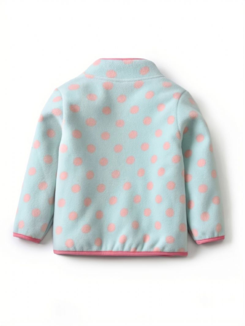 Børn Piger Polar Fleece Jakke Polka Dot Print Fortykket Varm Stand Krave