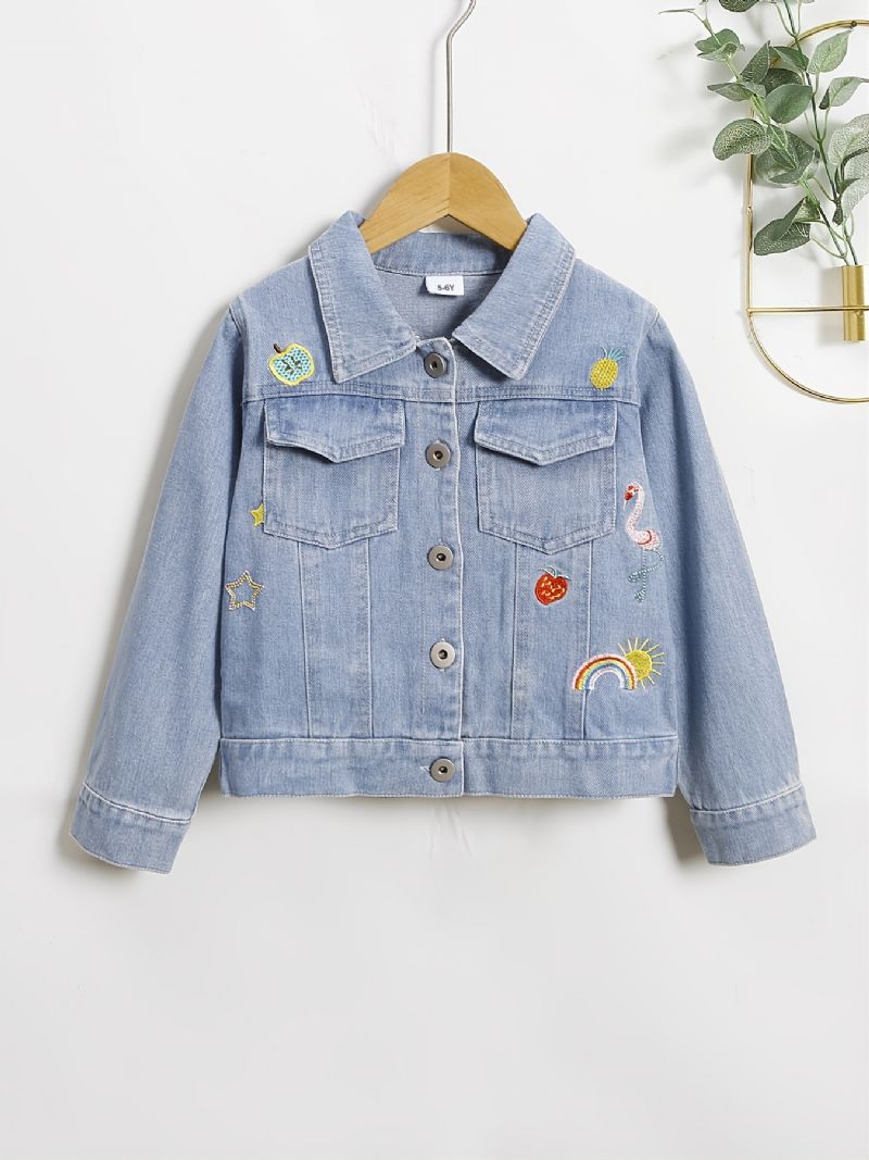 Casual Børne Denim Broderet Jakke