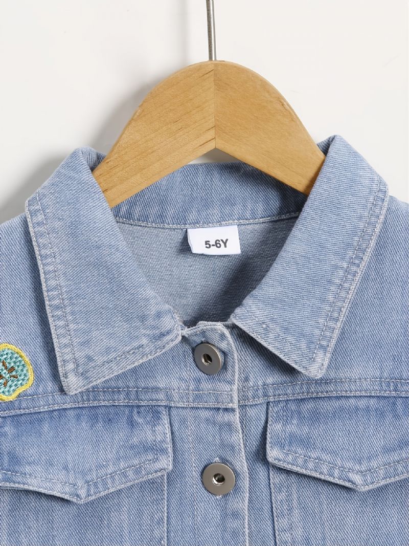 Casual Børne Denim Broderet Jakke