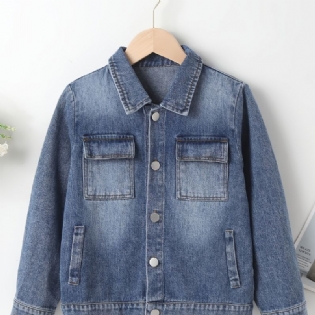 Drenge Button Down Denimjakke Til Efteråret Ny