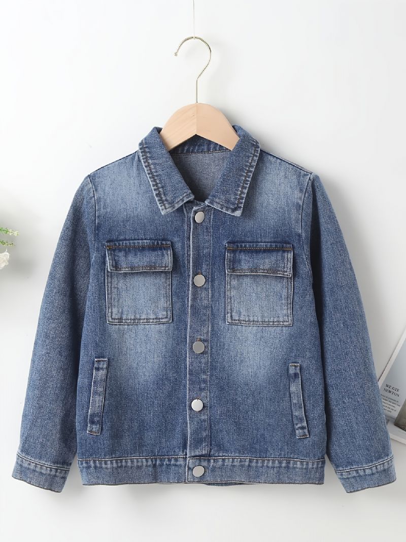 Drenge Button Down Denimjakke Til Efteråret Ny