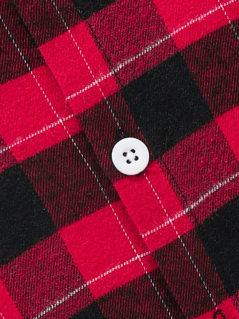 Drenge Casual Color Block Hættejakke Med Plaid Print Button Down Outwear Børnetøj