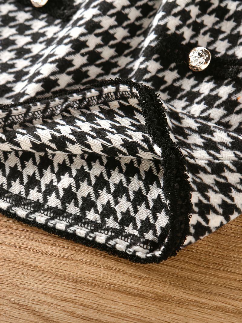 Småbørnspiger Houndstooth Dekoration Lommejakke & Nederdel