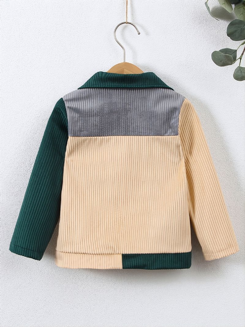 Toddler Drenge Colorblock Flap Pocket Jacket Børnetøj T-shirt Medfølger Ikke