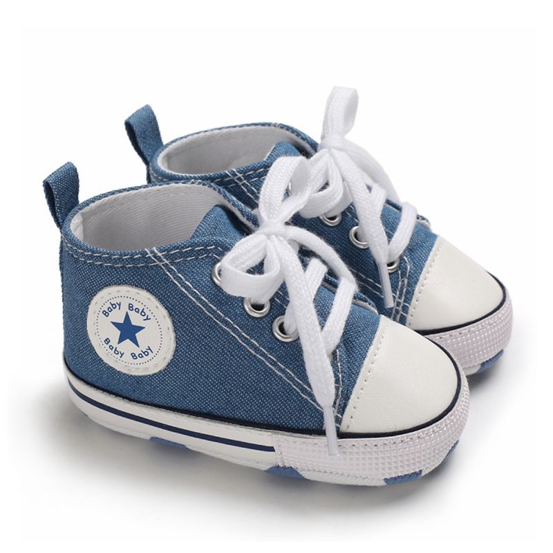 Baby's Star Bløde Anti-slip High Top Canvas Denim Sko