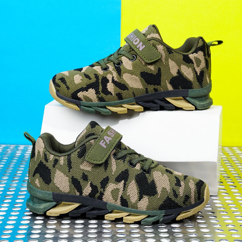 Drenge Camouflage Sneakers Med Blød Sål Letvægts Åndbare Skridsikre Løbesko