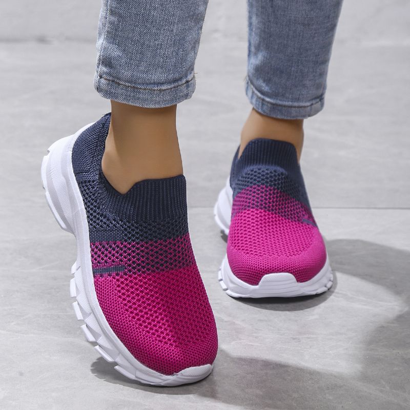 Piger Casual Mesh Gradient Sneakers Komfortable Letvægts Åndbare Slip-on Sportssko Til Udendørs