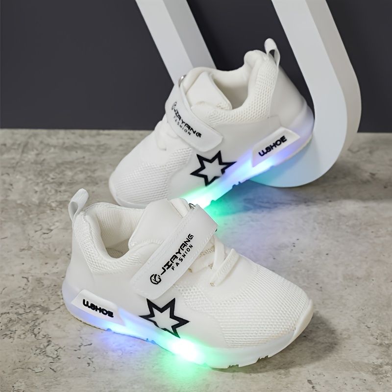 Piger Ensfarvet Stjernemønster Strik Åndbar Low Top Luminous Sneakers