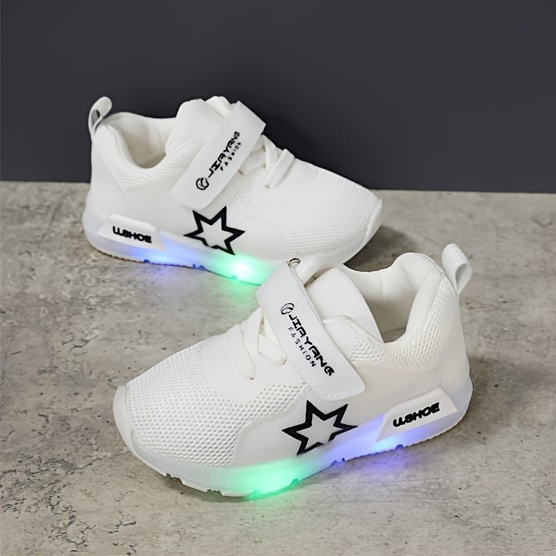 Piger Ensfarvet Stjernemønster Strik Åndbar Low Top Luminous Sneakers